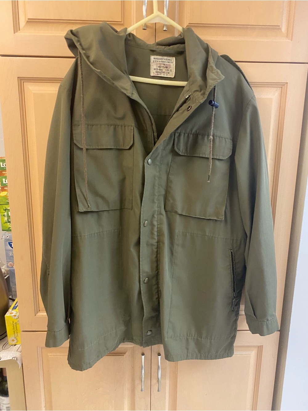 Vintage MARQUARDT & SCHULZ Green Parka Army military surplus hooded light Jacket